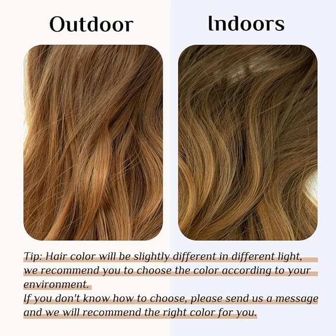 SARLA Ombre Invisible Wire Hair Extensions with 3 Clips Long Synthetic Wavy Curly Hairpiece Adjustable Transparent Headband for Women 18 Inch Brown to Golden