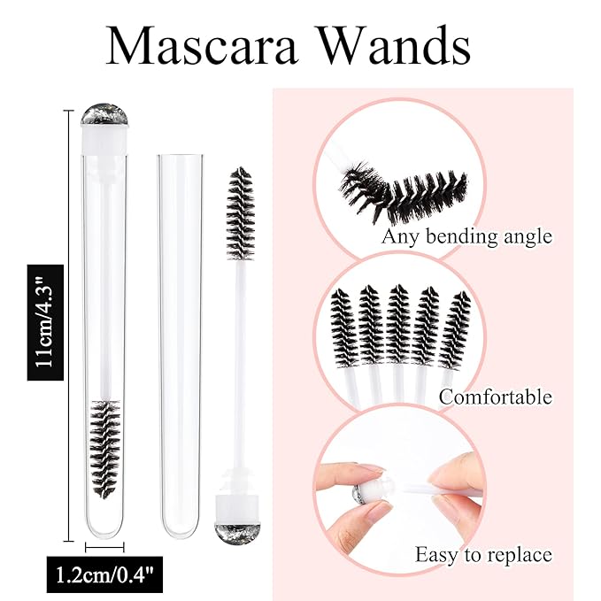 Dming 50pcs Eyelash brush Lash Wand Makeup tool Eyelash Extension supplies Cleaning brush Diamond Mascara foil black
