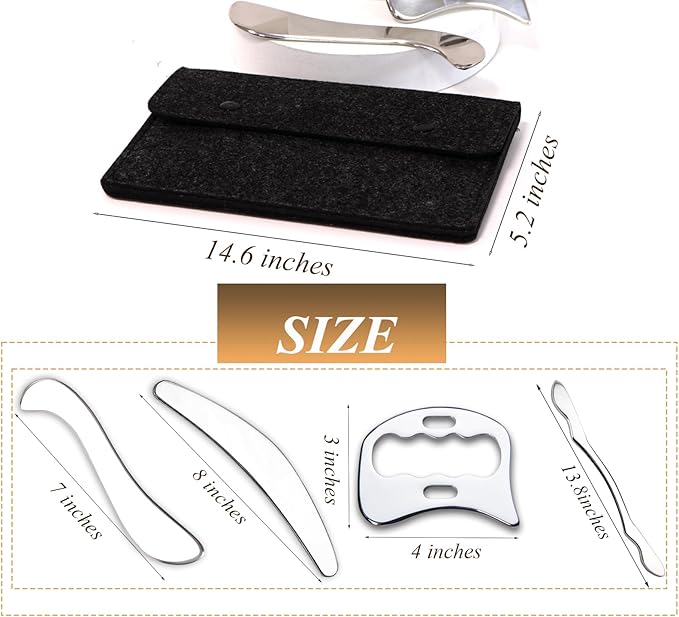 FeelFree Sport 4 in 1 Muscle Scraper Tool Set-Gua Sha Massage Scraping Tools for Soft Tissue Mobilization,Physical Therapy for Back, Legs, Arms