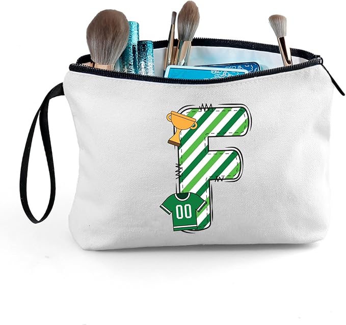 ARIOSEY Football Initial Birthday Graduation Gifts Cosmetic Travel Toiletry Bags Football Accessories Party Favors for Women Girls Daughter Niece Team Coach Friends -F