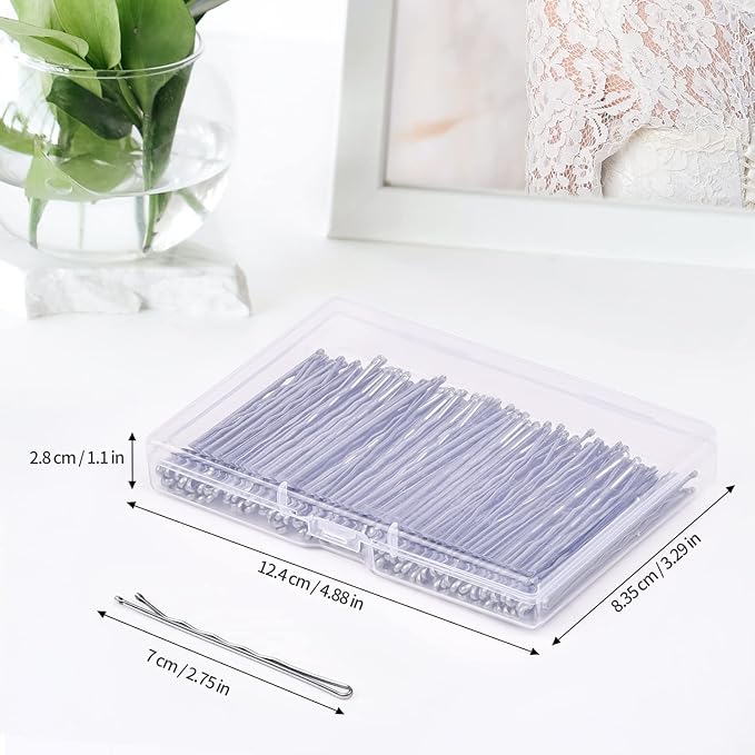 MORGLES Large Silver Bobby Pins for Gray Thick Hair, 2.75" Jumbo Hair Pins with Box 120PCS