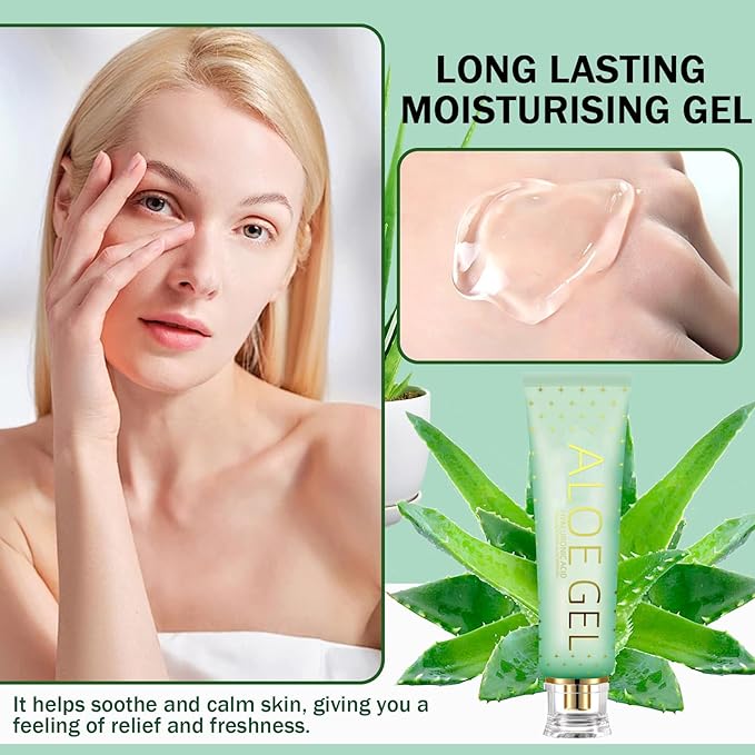 JunKuJK Moisturizing Gel for Face & Body,Non-sticky Gel After Sun Aloe Lotion Skin Care,Fast Absorbing Long Lasting Refreshing Hydrating Face Moisturizer for All Skin Types 09