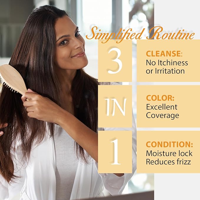 Black Hair Dye Shampoo for 100% Gray Coverage - 3-in-1 Root to Tip Coloring & Care, Instant Color Shampoo Hair Dye for Gray Hair for Women & Men, Color Treated Hair, Shampoo Para Pintar El Cabello