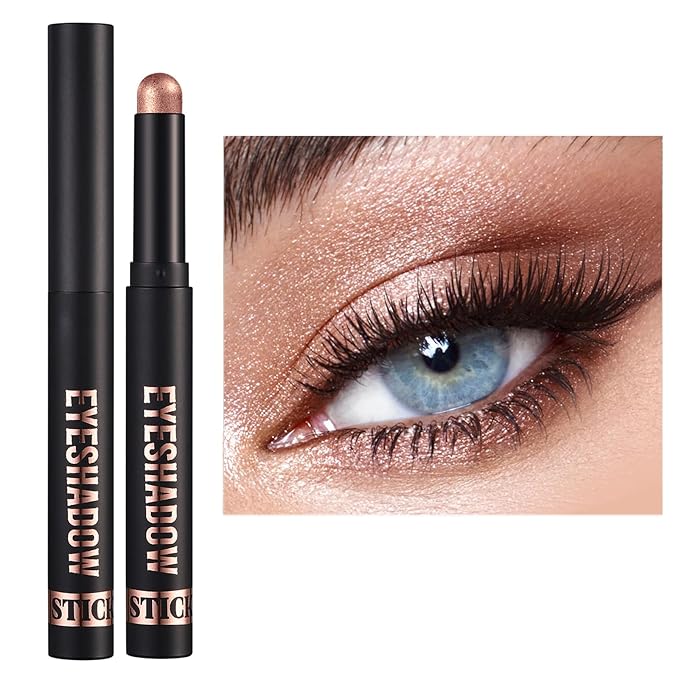 Terracotta Eyeshadow Stick Makeup, Cream Eye Shadow Pencil, High Pigmented Crease proof Glitter Eye Shadow Brightener Stick, Waterproof Long Lasting Eye Highlighter Crayon Eyeliner