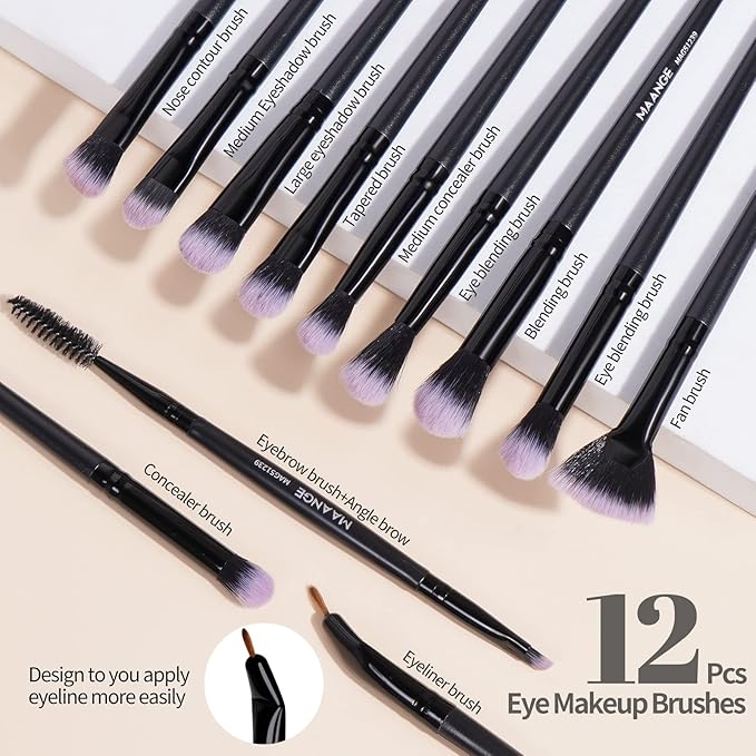 Makeup Brushes, MAANGE 18 Pcs Premium Synthetic Make up Brushes Set Soft Foundation Powder Eyeliner Eye Shadow Makeup Brush Set Professional (Black)