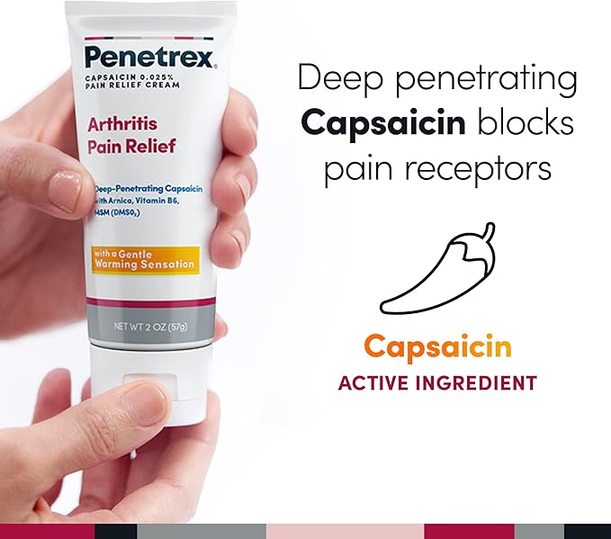Penetrex Arthritis Warming Pain Relief Cream - Deep Penetrating Capsaicin with Arnica, Vitamin B6 & MSM(DMSO2) - Apply to Hands, Wrists, Feet, Knees, Elbows and Other Affected Areas, 2 oz