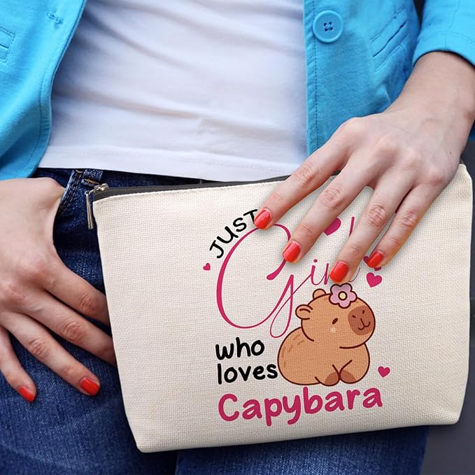 Lcoanriut Cute Capybara Makeup Bag Pencil Case Funny Capibara Gifts for Capybara Lovers Girls Women Funny Birthday Friendship Christmas Gifts Zipper Pouch for Women Best Friends Sister Bestie