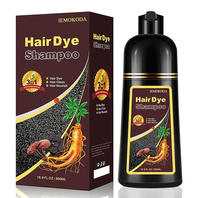 Dark Wine Red Hair Dye Shampoo, 100% Gray Hair Coverage for Men & Women, Instant and Long-lasting Hair Color Shampoo in Minutes, 3 in 1 Pure Plant Extract Natural Hair Dye Kit for All Hair Types