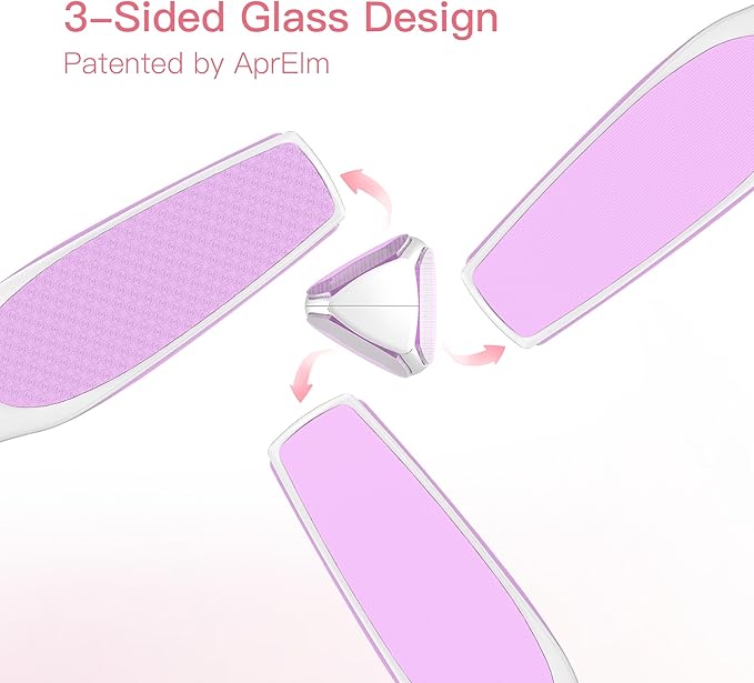 3-Sided Nano Glass Foot Callus Remover, Professional 3-in-1(Coarse, Medium, Fine) Foot File, Pedicure Tools for Feet Hard Skin Smooth Polishing (Pink)