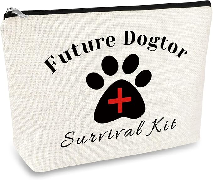 Future Doctor Gift Makeup Bag Vet Tech Gift for Women Veterinarian Gift Cosmetic Bag Dog Doctor Birthday Graduation Gift for Veterinarian Veterinary Technician Dog Animal Doctor Make Up Pouch