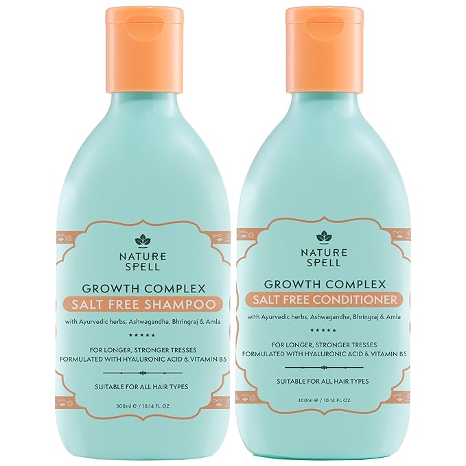 Nature Spell Hair Growth Shampoo and Conditioner Set, Improve Hair Strength & Shine, 10.14 Fl Oz x2