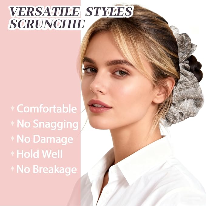 2Pcs Big Velevt Hair Scrunchies for Women, Fashion No Crease Hair Ties for Thin Thick Hair,Soft Hair Bands No Damage for Girls, Ideal Gifts for Women (Set 14)