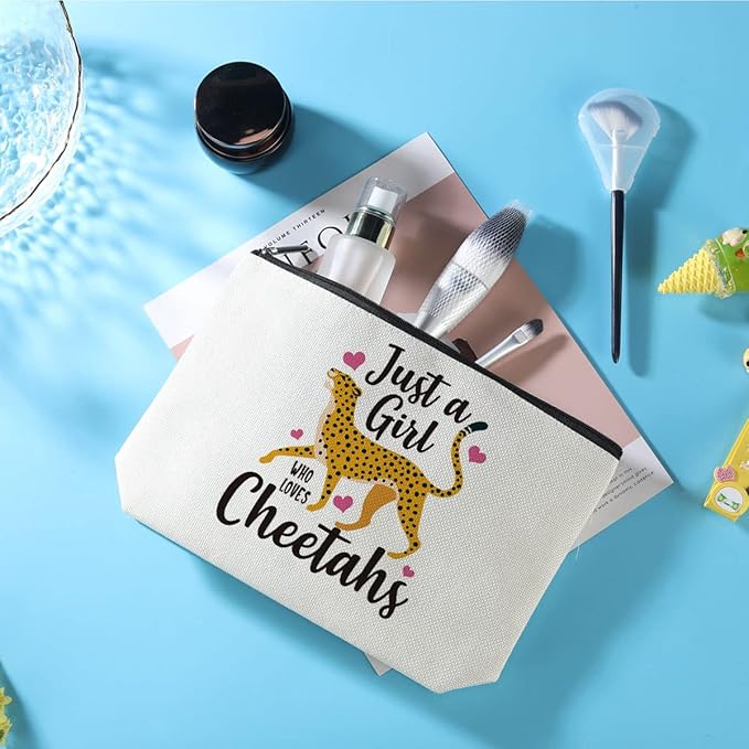 Cheetah Print Makeup Bag Cheetah Animal Lovers Gifts for Women, Graduation Friendship Birthday Gift for Girls Friends Daughter Sister Preppy Cosmetic Bag Zipper Pouch