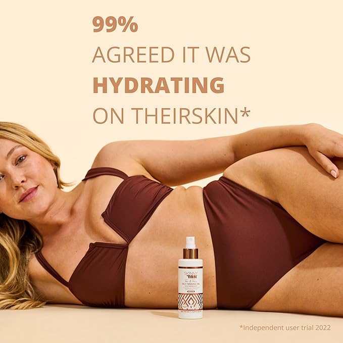 Skinny Tan Tan and Tone Self Tanning Oil Spray - No Need to Rinse - Hydrating and Toning Self Tanner for Healthier Looking Skin - Blurs Appearance of Stretch Marks - Medium Self Tan - 4.9 oz