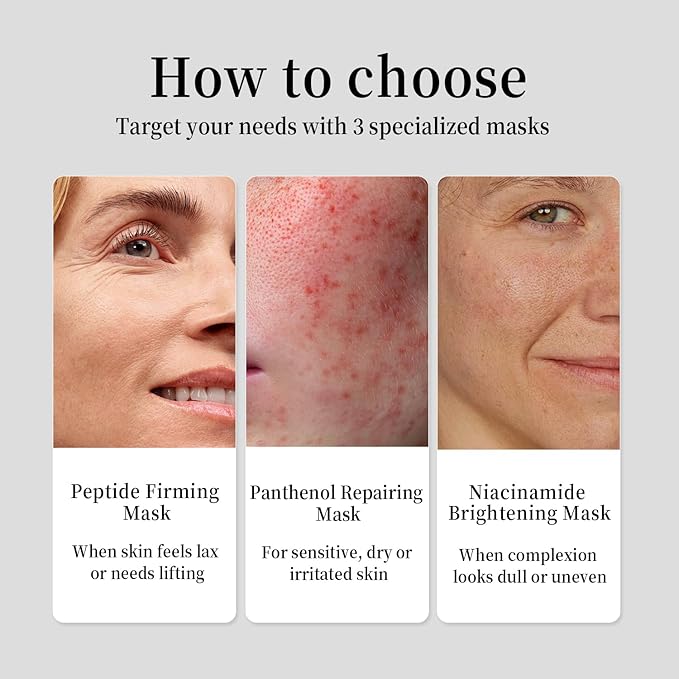 RAZUYEN Face Sheet Masks, 9 Variety Packs, Peptide, Vitamin C & Panthenol B5, Antiaging, Brightening, Soothing Facial Skincare Gift Set for All Skin, Moisturizing Mask Set