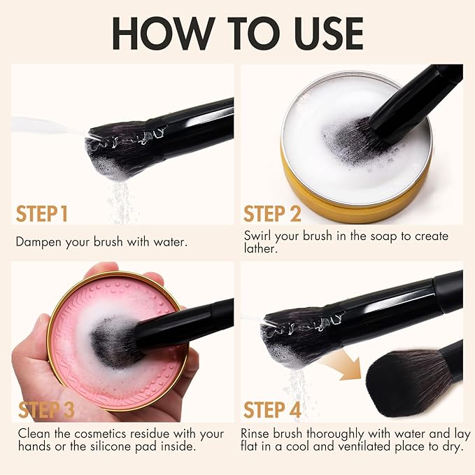 Embagol Makeup Brush Cleaner Solid Brush & Sponge Soap With Silicone Cleaning Pad, Vegan, Deep Cleaning, No Residue(100g/3.53oz)