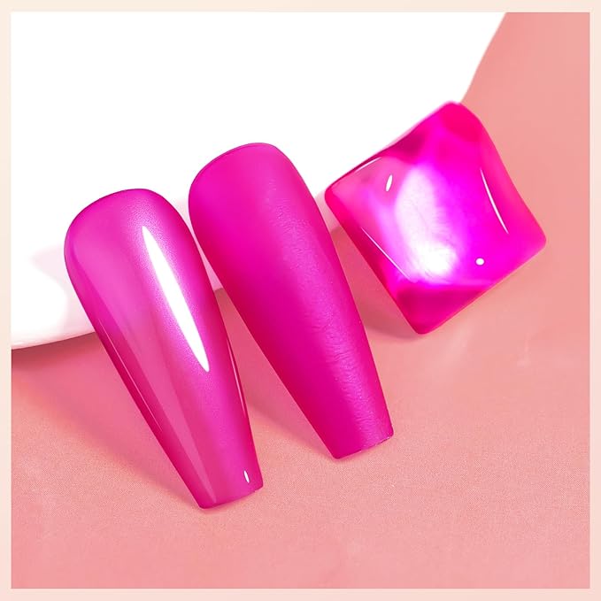 Nail Polish Quick Dry, Hot Pink Nail Lacquer Nail Art Polish Non-Gel Air Fast Drying, Shimmer Pink Nail Pigment High Coverage Fingernail Concealer Polish for Valentine's Day Gift