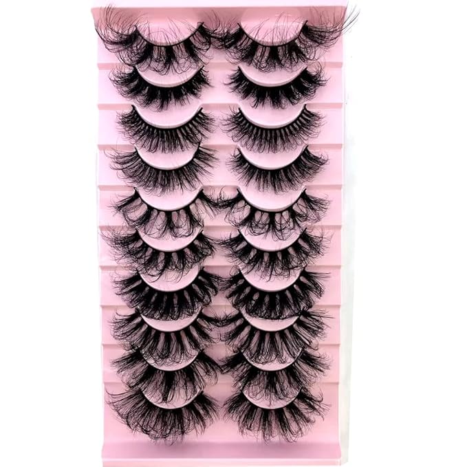 HBZGTLAD Soft Mink Eyelashes 3D Curl Winged End Eye Elongated Fake Lashes Thick Handmade Natural False Eyelash Messy Cross Lash Wholesale (MX-5)