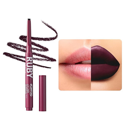 Ruby Kisses Plumping Effect Lip Liner, Semi Matte, Smudge Proof, High Pigment, Medium to Full Coverage Makeup, Precise Tip, Bold Color Lip Plumper