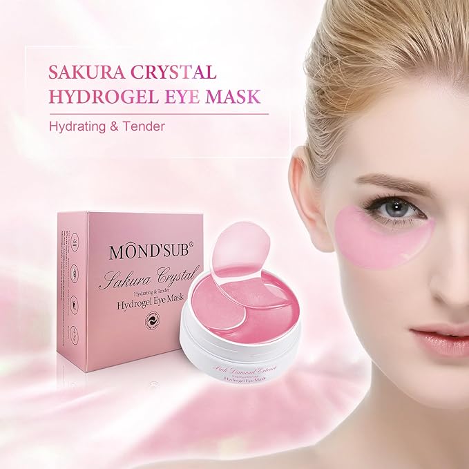 MOND'SUB Under Eye Patches for Puffy Eyes and Dark Circles, Eye Masks for Sleep,Brighten,Fine Lines & Hydration,Pink Eye Masks
