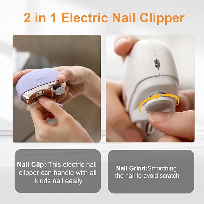 Easyclip Smart Nail Clipper - 3 in 1 Smart Electric Nail Clippers for Seniors, Baby and Adults,Polishing Clipper with LED Light,Suitable for Fingernail Toenails(Gray)