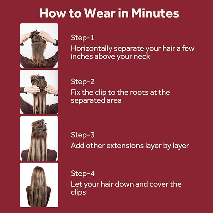 Clip in Hair Extensions Real Human Hair, Remy Human Hair Clip in Extensions for Long Hair, Dark Brown Straight Hair Extensions Add Volum add Length #2 24Inch 120G 7PCS