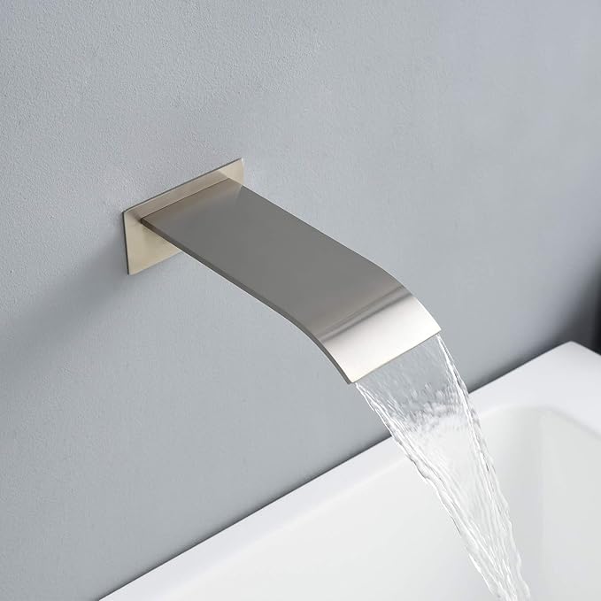 sumerain Tub and Shower Faucet Set with Anti-scalding Pressure Balance Valve, 8 Inch Shower Head and Waterfall Tub Spout, Brushed Nickel