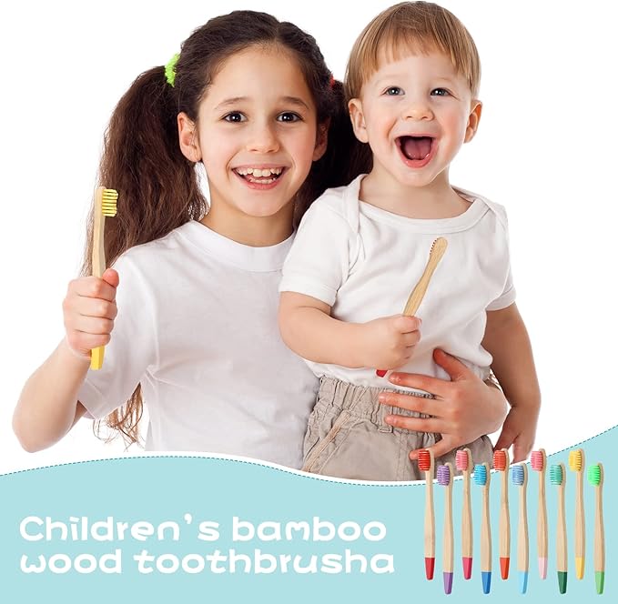 40 Pieces Kids Bamboo Soft Bristles Toothbrushes Toddler Toothbrush Manual Travel Toothbrushes for Kids Children Home School Travel Teeth Oral Dental Care, 5.7 Inch, Individually Wrapped