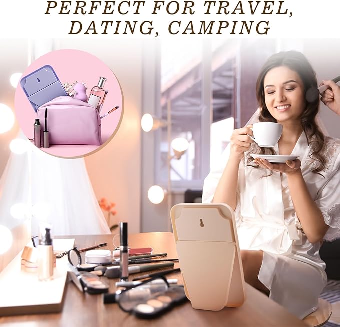 36 Pack Desktop Makeup Mirror Bulk 90° Adjustable Portable 8" Vanity Table Mirror with Stand, Folding Travel for Makeup Party Spa Party, Women, Cosmetics Personal Beauty (Light Colors)