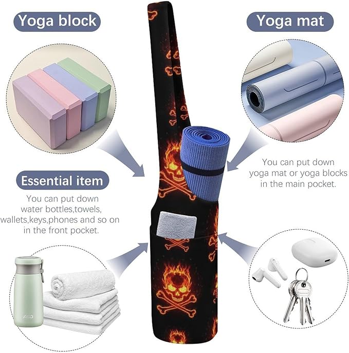Portable Single Shoulder Yoga Mat Bag Carrier with Pocket Spacious Storage for Yoga Gym Fitness