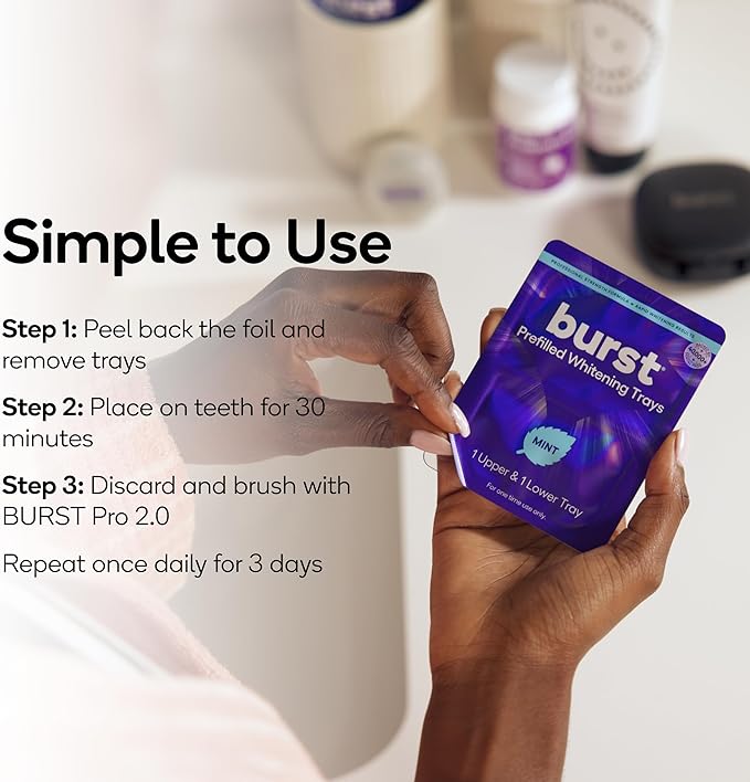 BURST Prefilled Teeth Whitening Trays (6 Trays/3 Treatments) |15% Hydrogen Peroxide for Professional-Level Results | Flexible 360° Teeth Whitening Gel Trays | Aloe, Coconut & Xylitol Blend Teeth Trays