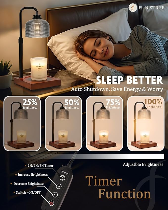 Candle Warmer Lamp with Timer Dimmable, Adjustable Height Candle Warmer, Birthday Valentines Day Gifts for Women Mom House Warming Gifts New Home, Wax Warmer for Jar Candles with 2 Bulbs