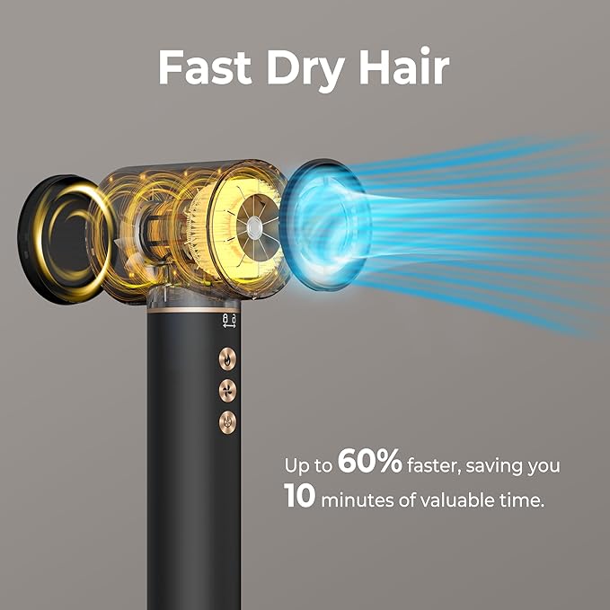 Hair Dryer Brush 5 in 1 Autowrap Hot Air Hair Styler with High-Speed Aluminum Alloy Blow Dryer Brush Volumizing, Straightening & Fast Drying with Negative Ion, No Heat Damage (Black)