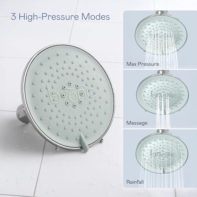 BOONA High Pressure Shower Head System for 2 People as Seen on Shark Tank | Dual Spray, Hotel Quality w/Max Pressure, Rainfall & Swedish Massage Settings | Easy Install, King Krome