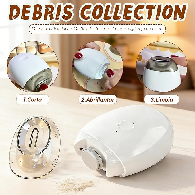 Universal Automatic Fingernail Grinder,2026 New Portable Electric Nail Clipper with LED Light and 3 Speeds,Silent Auto Fingernail Cutter and Polishing Trimmer, for Whole Family (1PCS)