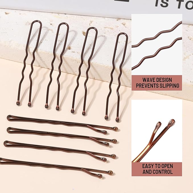 Teenitor 100Pcs Bobby Pins Bobby Pins for Women, Brown Bobby pins Hair Pins, Hair Pins for Women 2inch