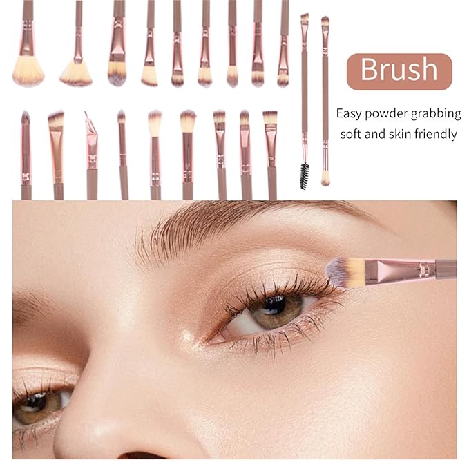 atrccs 48pcs Brown Makeup Brush Set, Professional & Beginner-friendly Premium Synthetic Makeup Brushes Kit, Multi-functional Makeup Brushes Tool Set for Foundation Powder Concealers Eye Shadows Blush