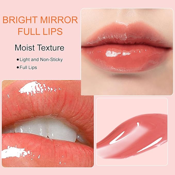 2PCS Hydrating Lip Glow Oil, Plumper Gloss, Moisturizing Oil, No-Sticky Transparent Plumping Gloss Tinted Balm for Care and Dry Lips (2PCS Rosewood)