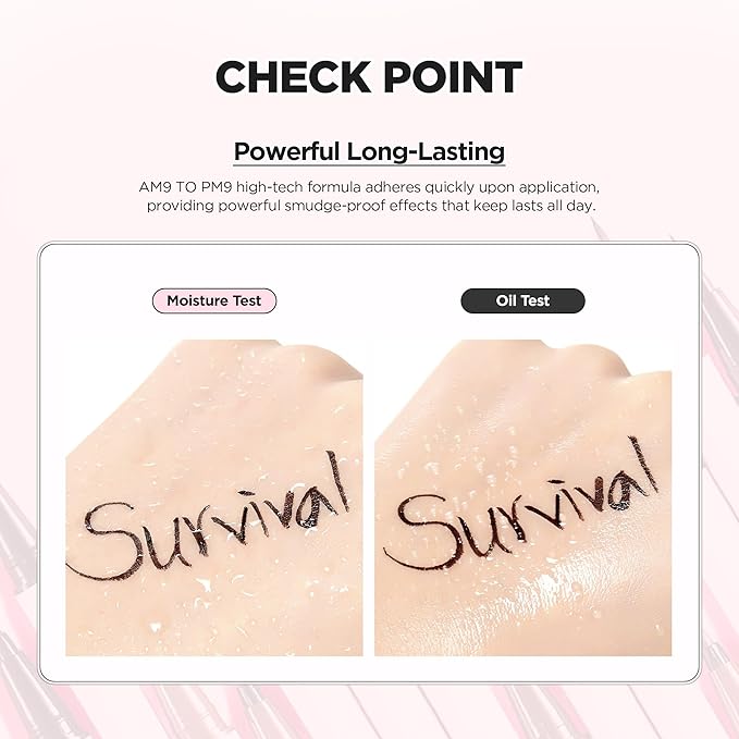 lilybyred AM9 to PM9 Survival Penliner | Korean Waterproof Liquid Eyeliner, 0.1mm Ultra-Fine Brush, Highly Pigmented, Quick-Dry, Smudge-Proof, Long-Lasting, Precision Line, 0.021 oz. (02 Matt Brown)