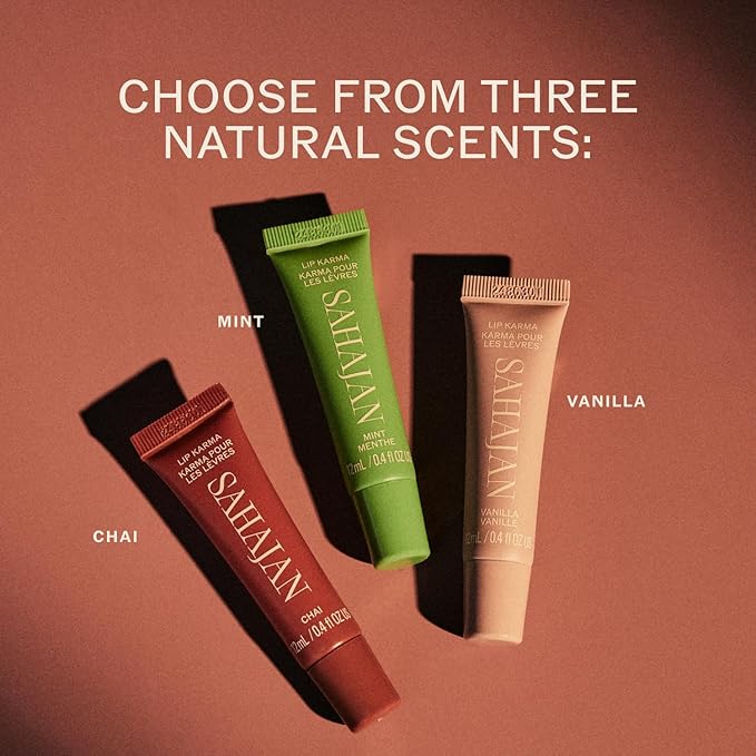 Sahajan Lip Karma Mint | Nourishing Lip Balm with Argan Oil, Castor Oil, Vitamin E | Clean Ayurvedic Hydrating Lip Balm | Softens, Smooths, Soothes Chapped Dry Lips, Lasting Moisture | 0.4 fl oz