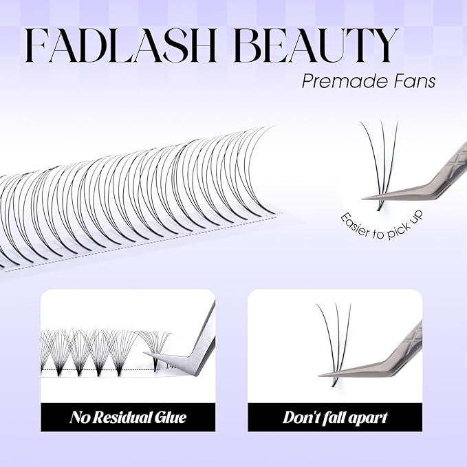 Eyelash Extension 0.1D Curl Premade Fans Eyelash Extensions 3D Fluffy Lashes Soft Lash Extensions 8-14mm for Professional Salon Use(0.1D-8-14mm)