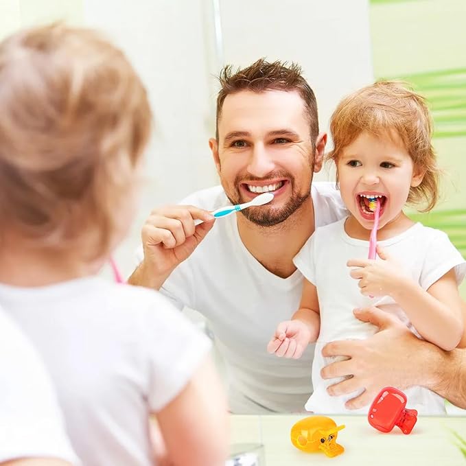 6 Pack Toothbrush Covers Portable Toothbrush Protector Coverings Clips Travel Protector Plastic Brush Pod Protection Clip Case for Kids Bathroom Home Travel Supplies