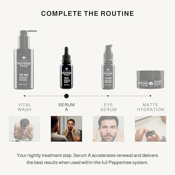 Peppertree Serum A - Anti Aging and Antioxidant Retinol Serum for Face - Men's Skin Care Hydrating Serum for Fine Lines and Wrinkles with HPR & Witch Hazel - 1 fl oz