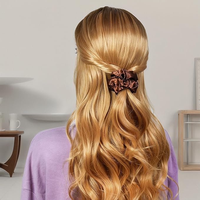 30 Pcs Hair Ties Scrunchies Set for Women - Big Satin Scrunchie for Girls Elastic Hair Bands Small Hair Tie for Thick Thin Hair Ponytail Accessories for Birthday Party Daily Use, Neutral Color