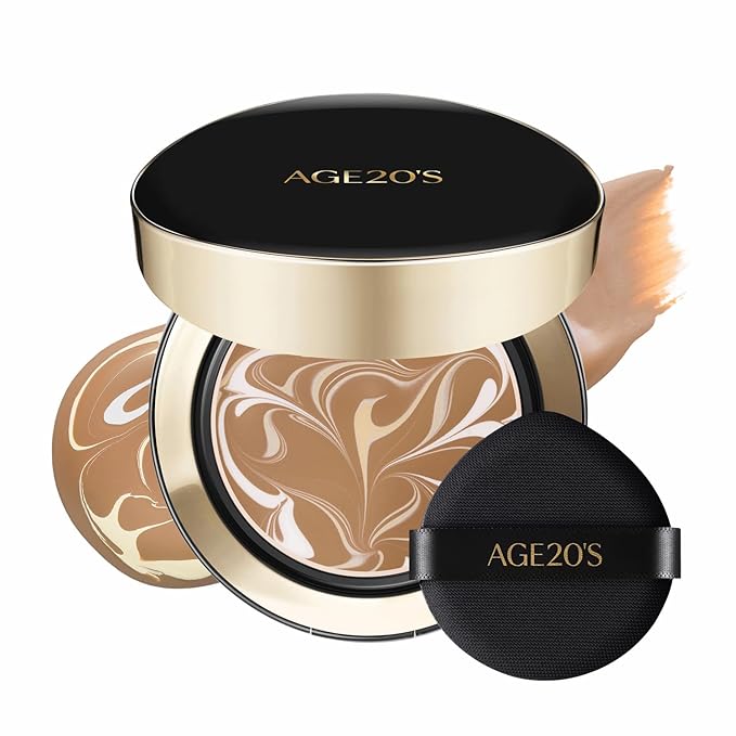 [Vegan] AGE20'S Signature Essence Pact | Pack of 1 | 27W WARM HONEY | Korean Cushion Foundation | Cream Foundation, Dewy & Glow Finish, Natural Coverage, SPF 50+
