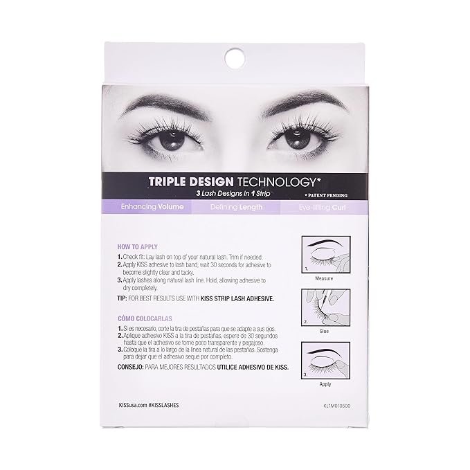 KISS Triple Push-Up, False Eyelashes, 'Bombshell', 14mm, Includes 4 Pairs Of Lashes, Easy to Apply, Reusable Lash Clusters