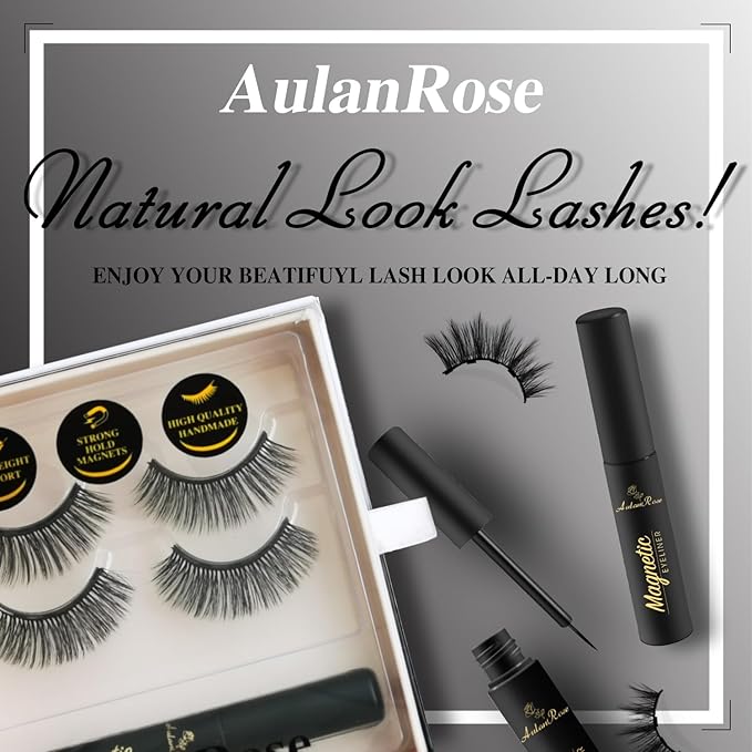 Magnetic Eyelashes with Eyeliner - Magnetic Lashes Natural Looking, with Applicator,Reusable 60 Wears Faux Mink Lashes Cruelty-Free & Vegan