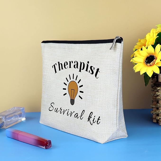 Therapist Gifts Makeup Bag Psychology Therapist Appreciation Gifts Travel Cosmetic Bag Zipper Pouch Birthday Retirement Present for Psychology Psychologist School Counselor Women Graduation Present