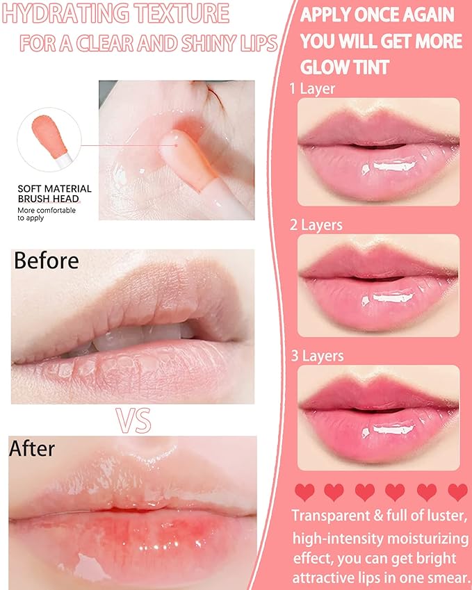 Hydrating Plumping Lip Glow Oil,Tinted Lip Gift