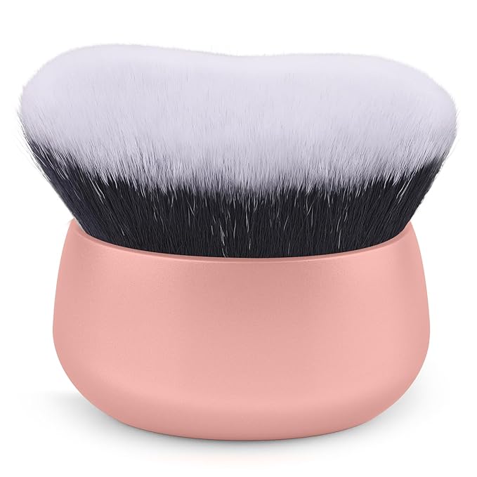 GloréBrochas 75MM Extra Large Self Tanner Kabuki Makeup Brush – Ultra Soft Dense Vegan Bristles for Body Makeup, Bronzer & Foundation–Applies Tanning Mousse, Lotion & Self Tanner–Pink, Wet & Dry